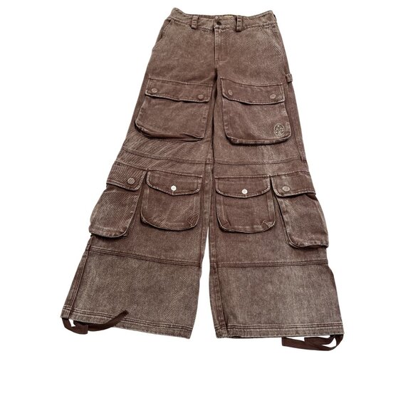 Untitled Artworks Cargo Wide Legs Pants in Brown